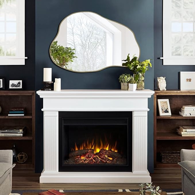 POZINO Irregular Mirror, Cloud Mirror, Asymmetrical Wall Mirror, Gold Unique Shaped Wavy Mirror for Living Room Bathroom Bedroom Entryway, 30"x20.5"