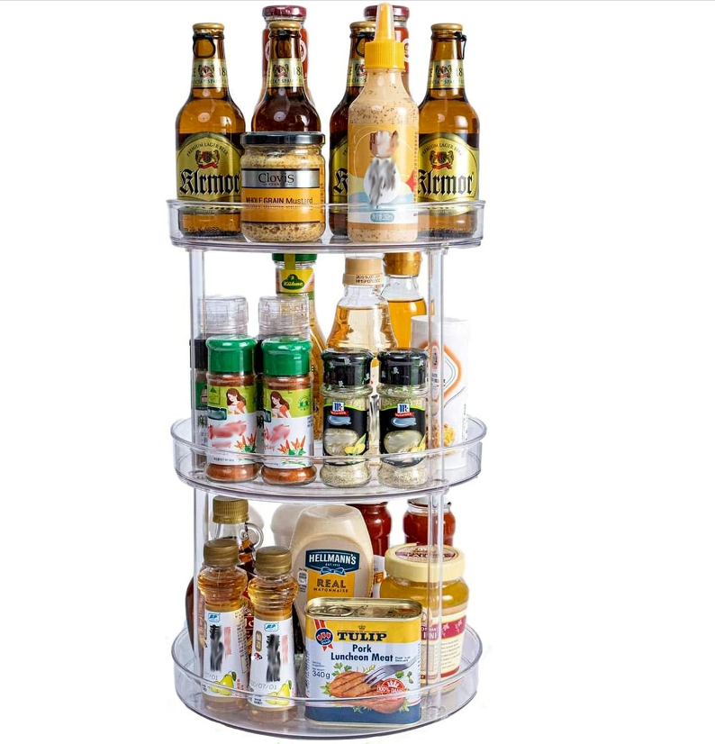 Non-Skid 3 Tier Lazy Susan for Kitchen, Cabinet, Pantry,Lazy Susan Turntable Cab