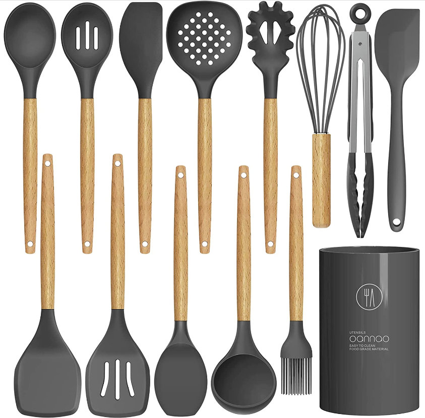 14 Pcs Silicone Cooking Utensils Kitchen Utensil Set - 446°F Heat Resistant,Turn