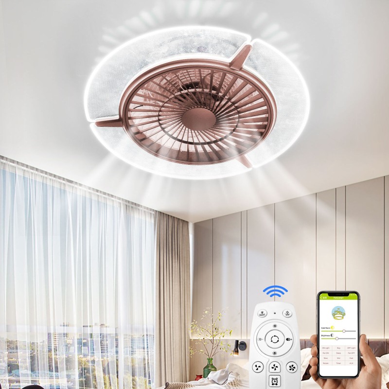 TCFUNDY LED Ceiling Fan with Light Phone APP & Remote Control Ceiling Fan Lamp